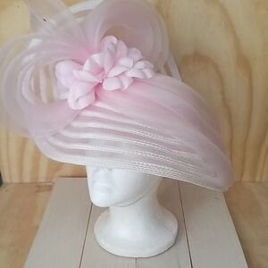 Elegant Pink/White Statement Hat
